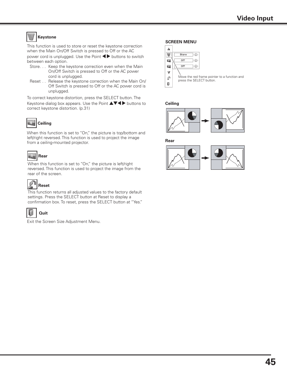 Video input | Sanyo PDG-DHT8000L User Manual | Page 45 / 94