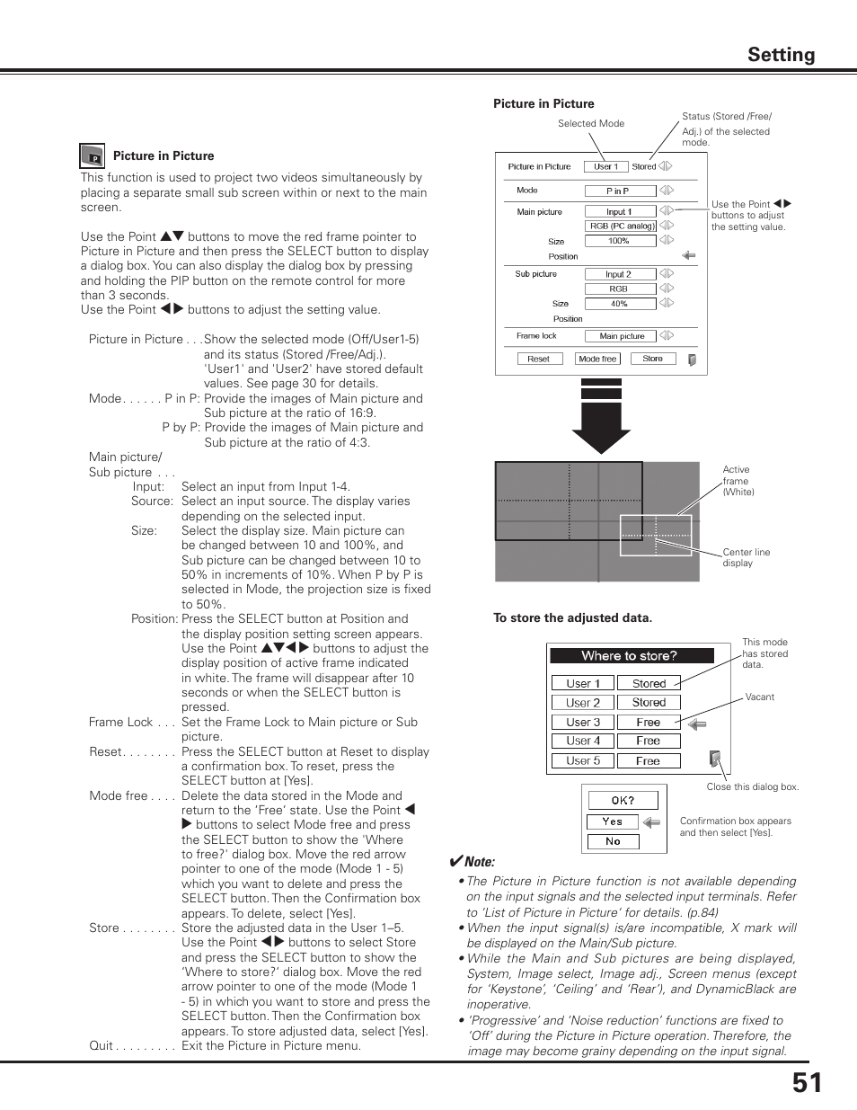 Setting | Sanyo PDG-DHT8000L User Manual | Page 51 / 94