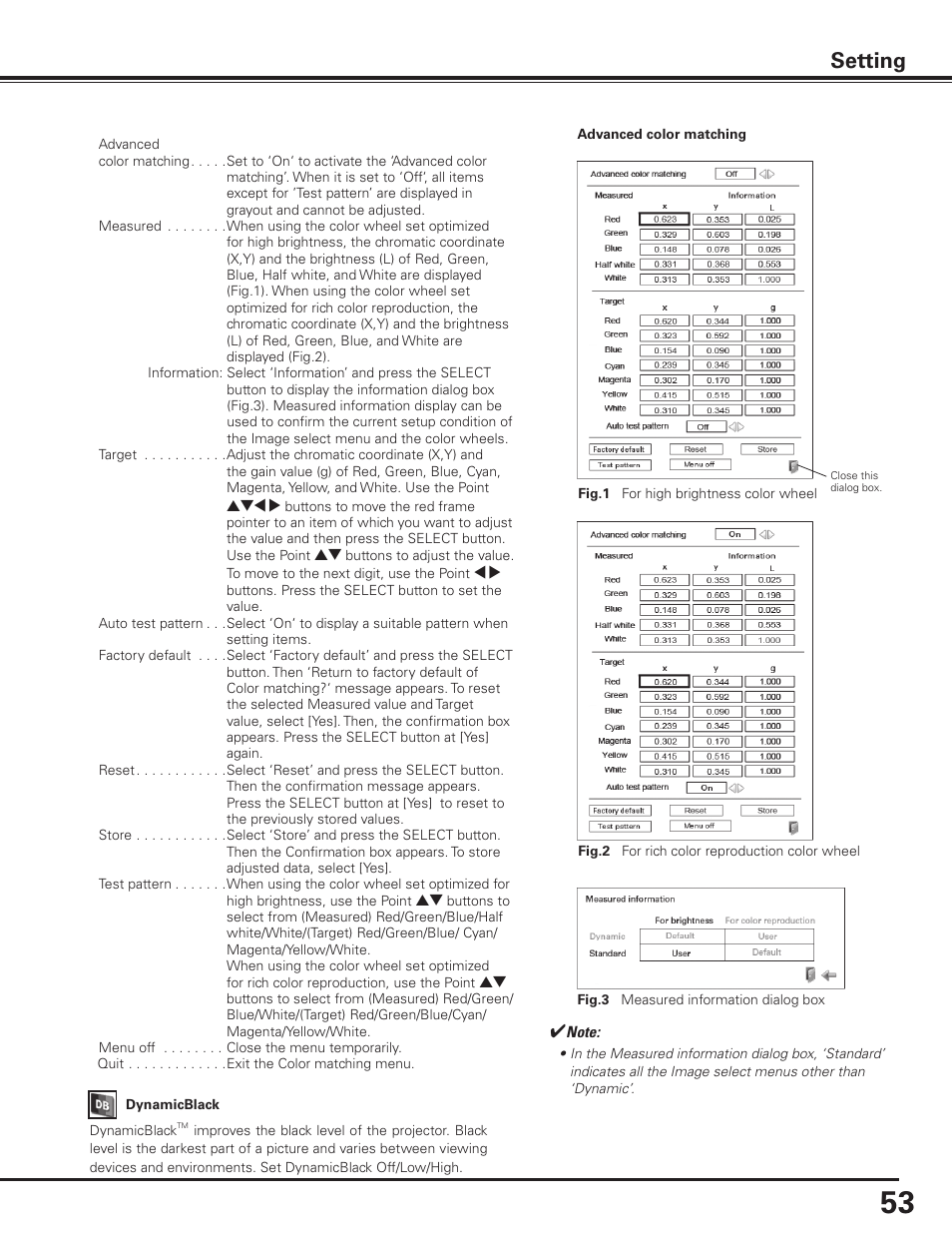 Setting | Sanyo PDG-DHT8000L User Manual | Page 53 / 94