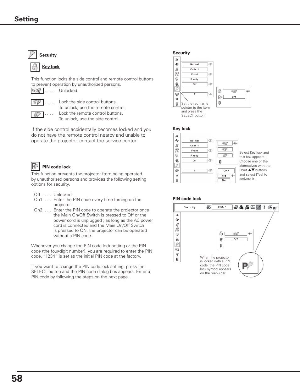 Setting | Sanyo PDG-DHT8000L User Manual | Page 58 / 94