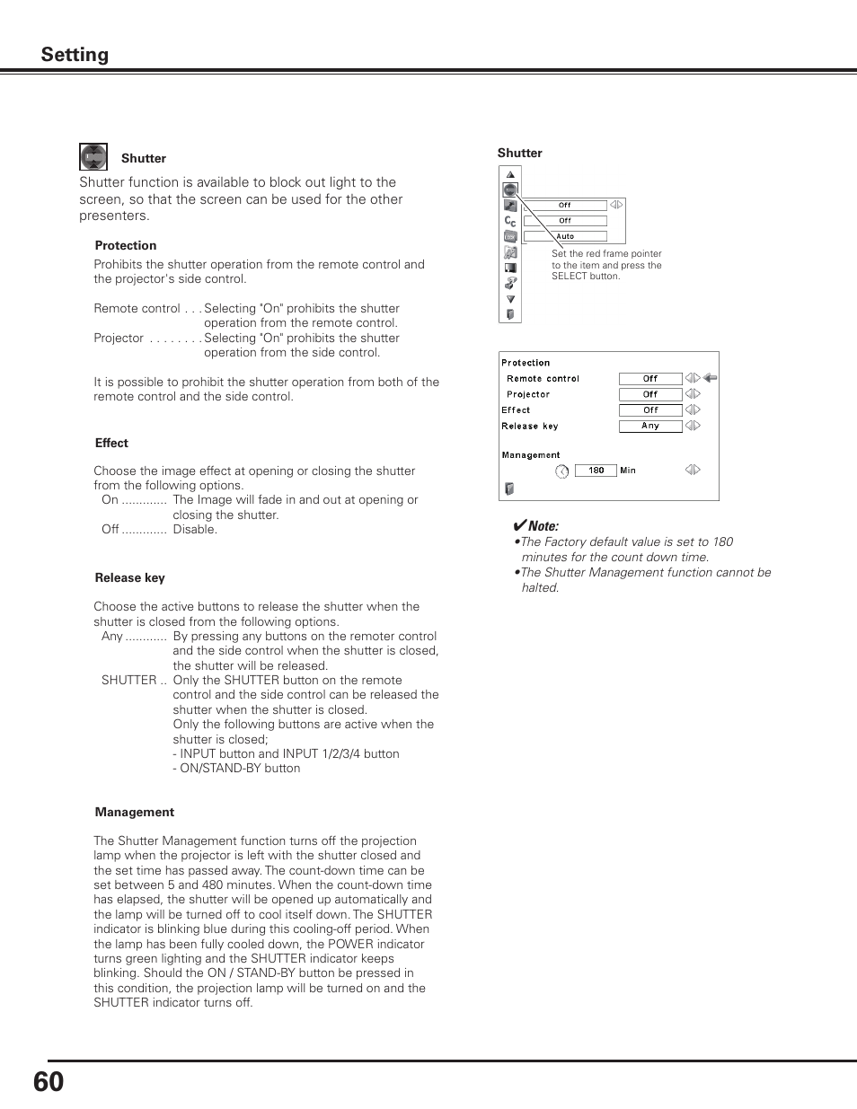 Setting | Sanyo PDG-DHT8000L User Manual | Page 60 / 94