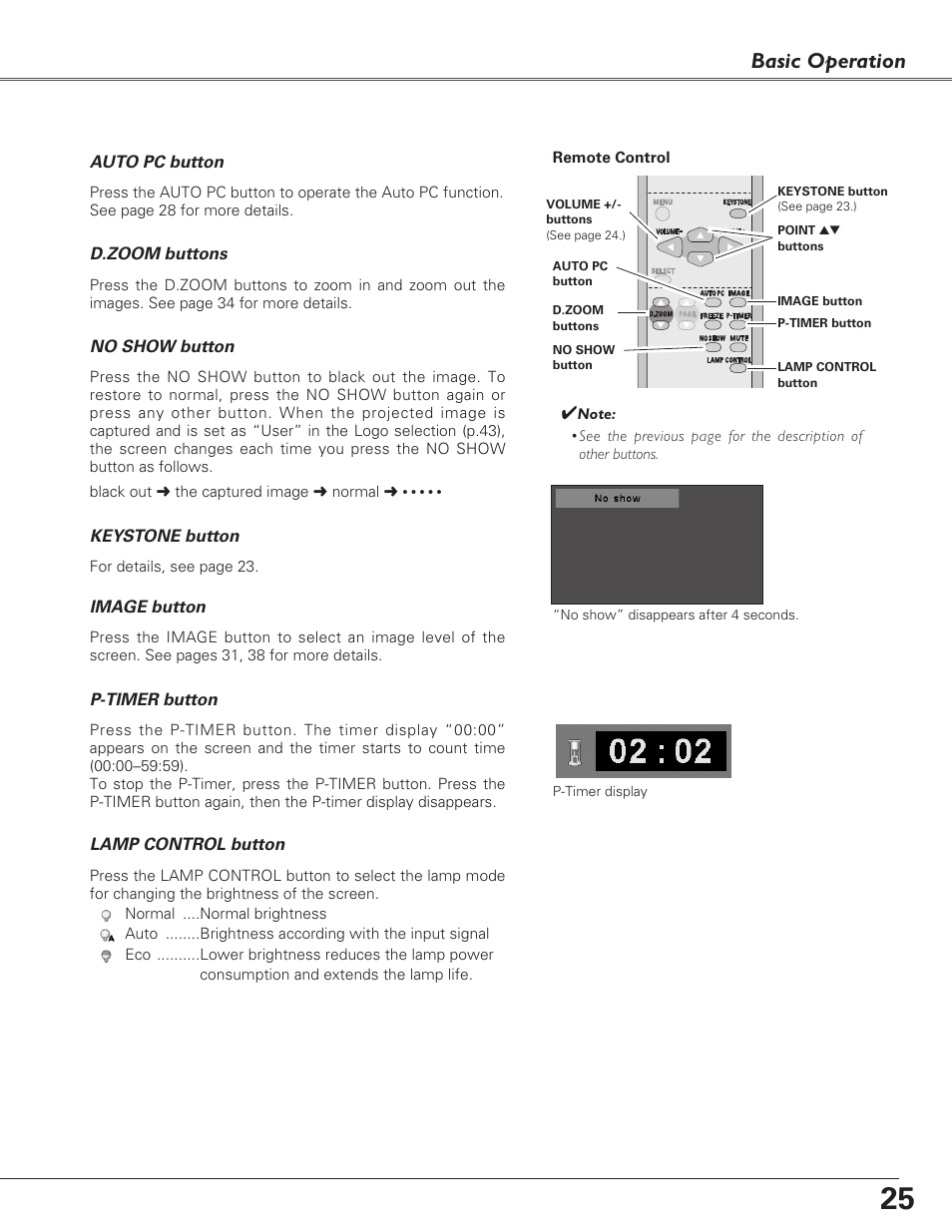 Basic operation | Sanyo PLC-XL40 User Manual | Page 25 / 68