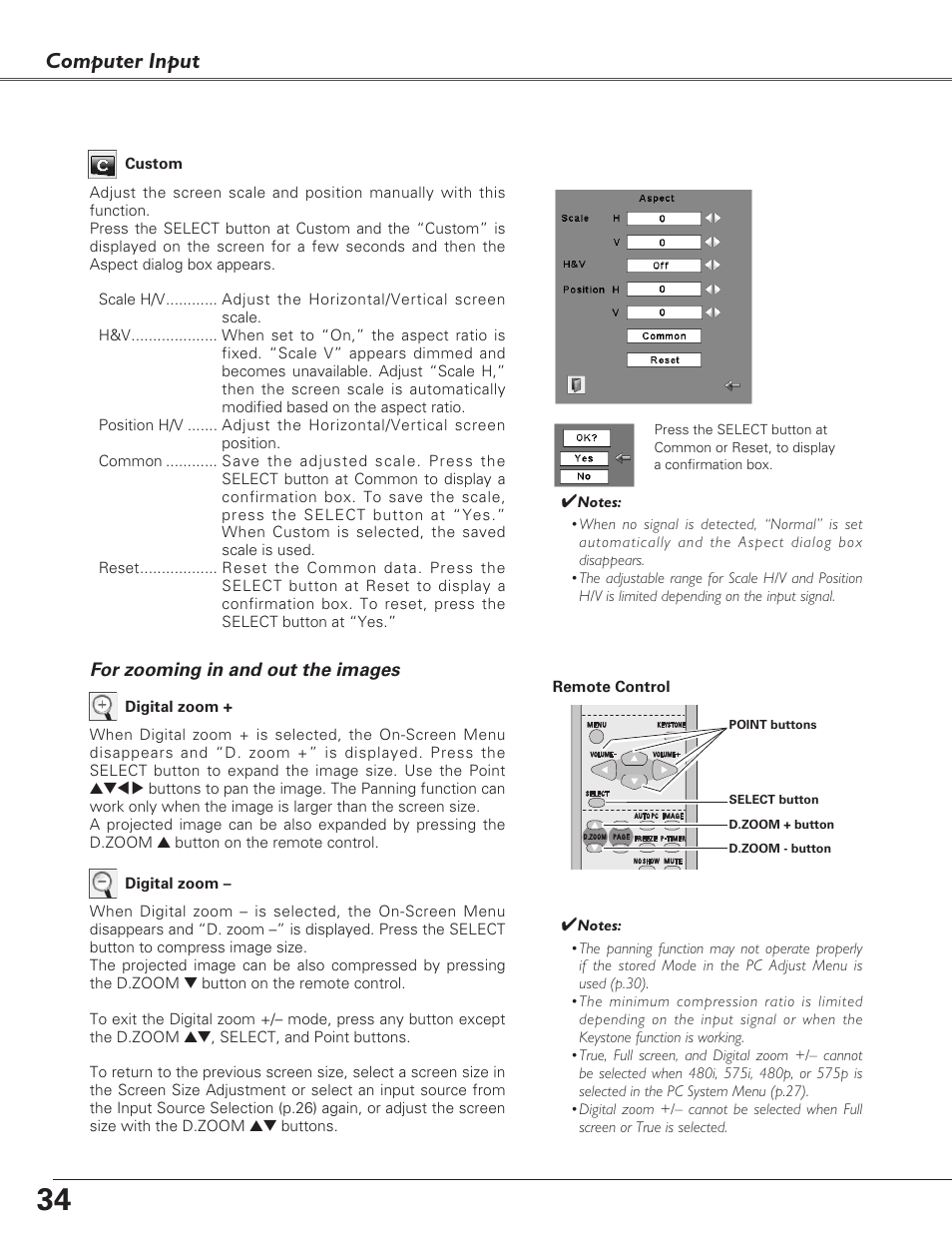 Computer input | Sanyo PLC-XL40 User Manual | Page 34 / 68