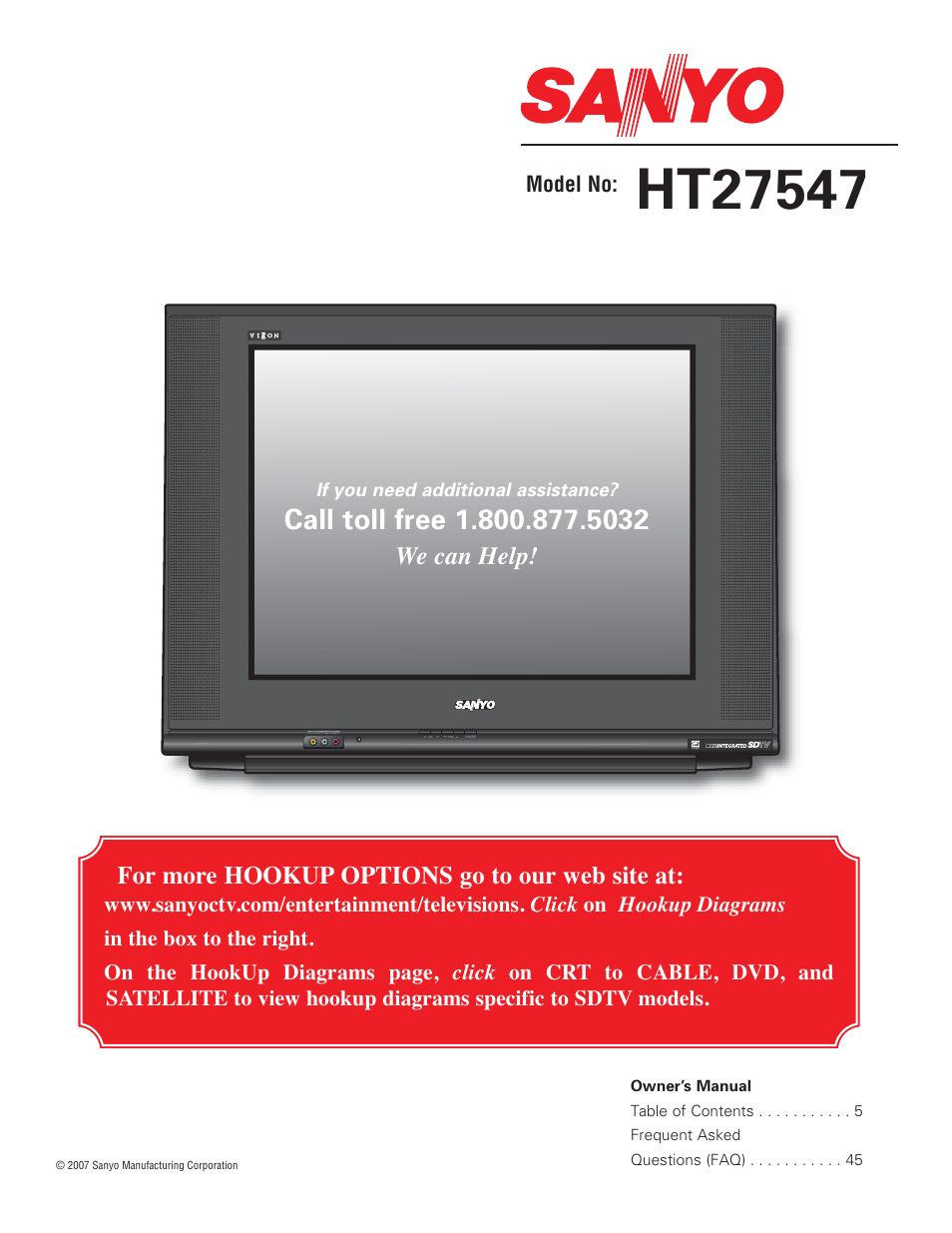 Sanyo HT27547 User Manual | 45 pages