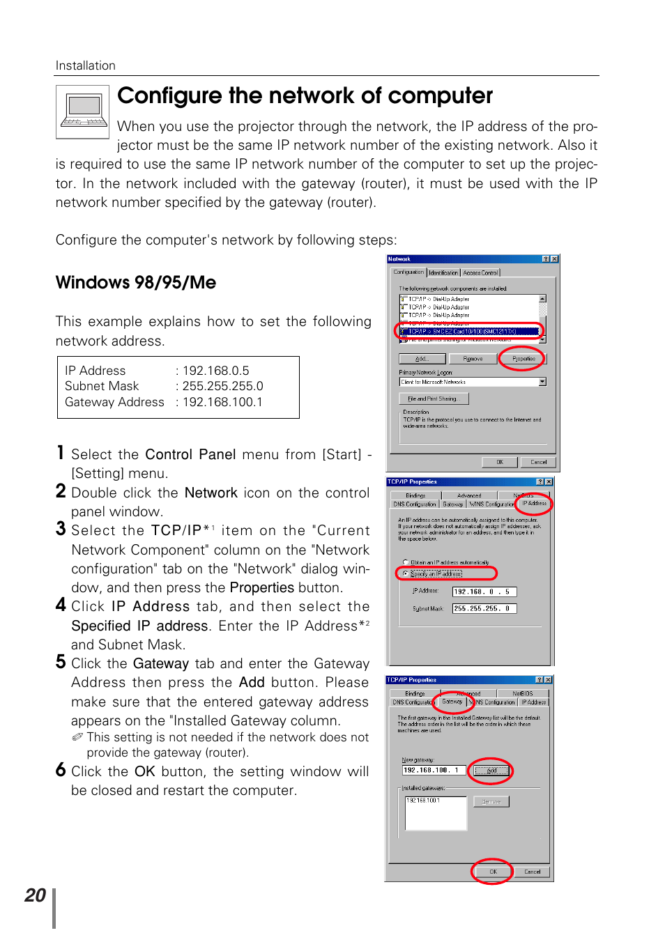 Configure the network of computer | Sanyo POA-PN10 User Manual | Page 20 / 90