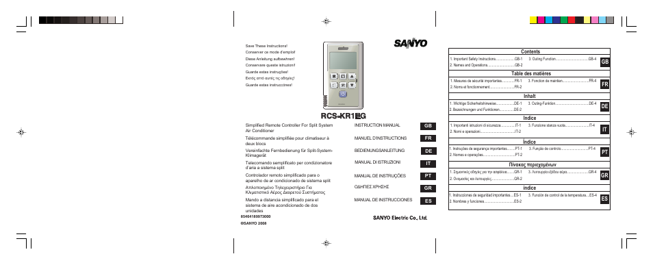 Sanyo RCS-KR1EG User Manual | 2 pages