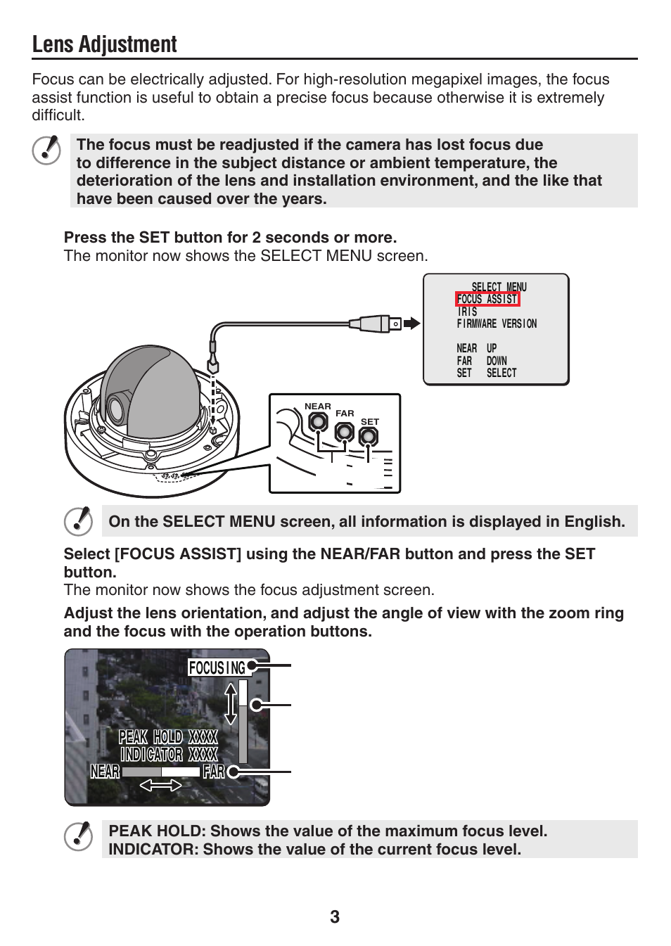 Lens adjustment | Sanyo VDC-HD3500P User Manual | Page 4 / 10