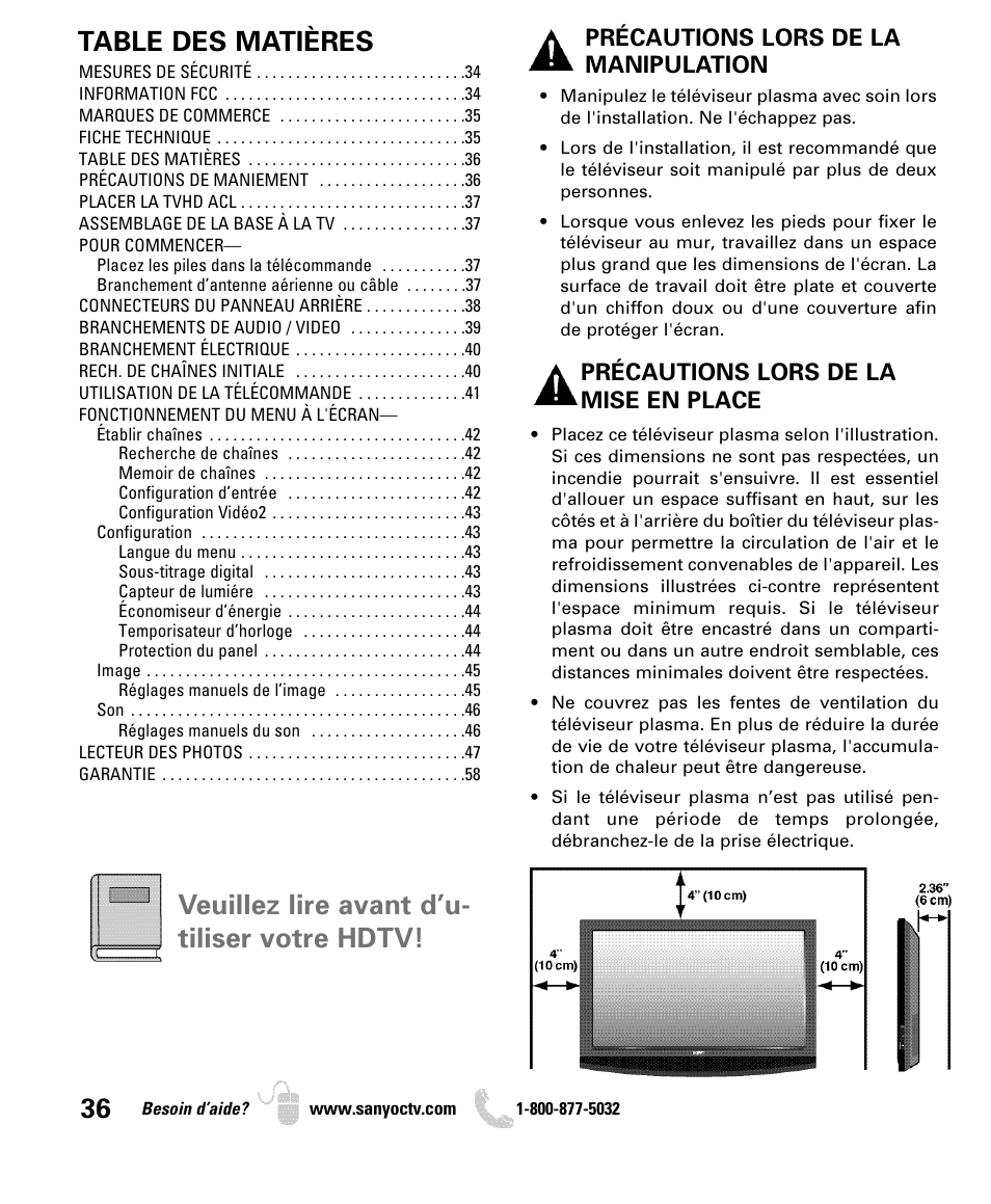 Sanyo DP42740 User Manual | Page 36 / 48
