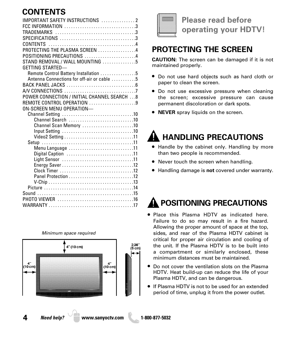 Sanyo DP42740 User Manual | Page 4 / 48