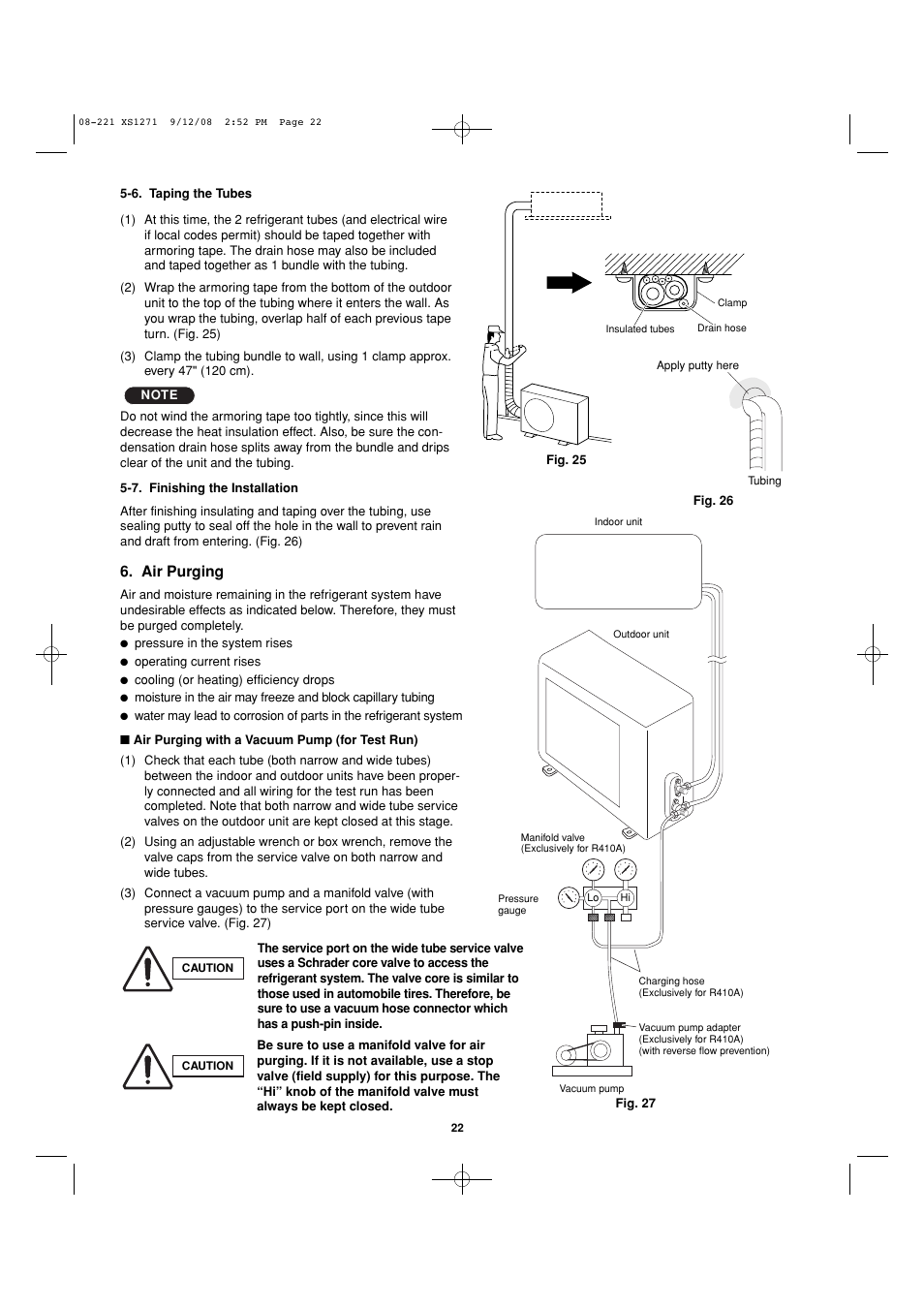 Air purging | Sanyo DC INVERTER SPLIT SYSTEM AIR CONDITIONER C1271 User Manual | Page 110 / 131