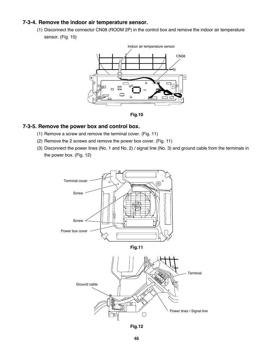 3-4. remove the indoor air temperature sensor, 3-5. remove the power box and control box | Sanyo DC INVERTER SPLIT SYSTEM AIR CONDITIONER C1271 User Manual | Page 46 / 131
