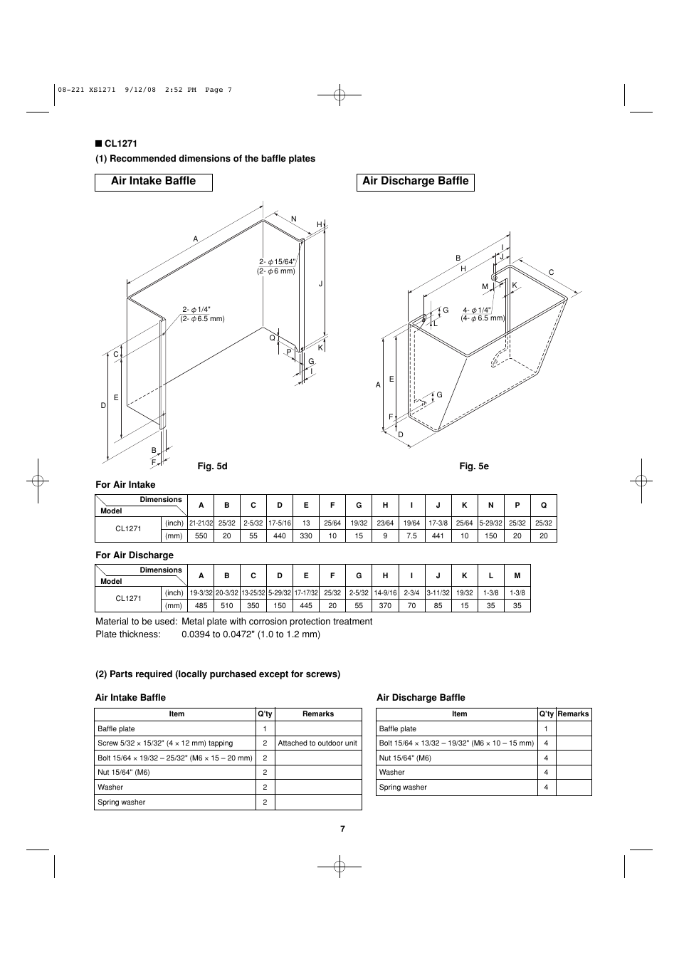Air intake baffle air discharge baffle | Sanyo DC INVERTER SPLIT SYSTEM AIR CONDITIONER C1271 User Manual | Page 95 / 131