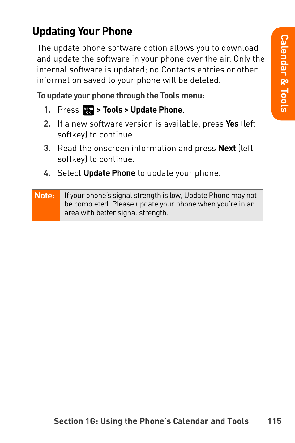 Updating your phone | Sanyo Katana User Manual | Page 128 / 216