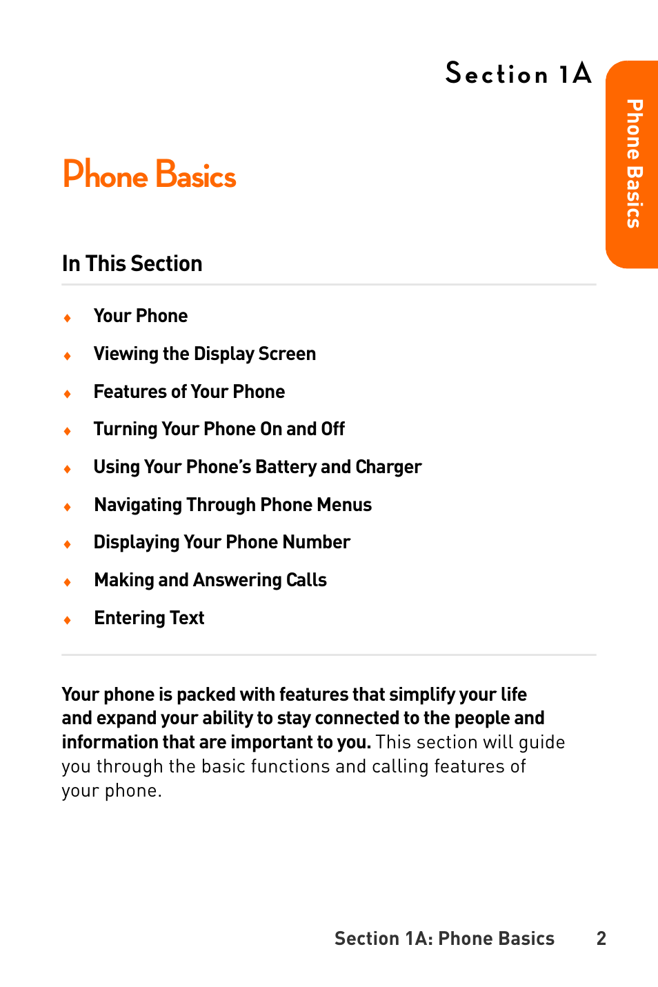 Phone basics, 1a. phone basics, Pho n e ba s ics | Sanyo Katana User Manual | Page 15 / 216