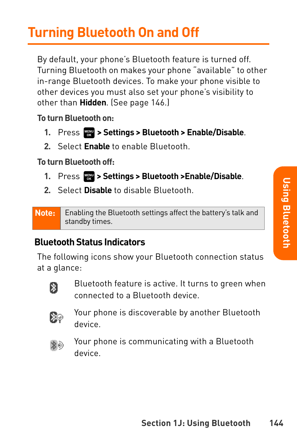 Turning bluetooth on and off | Sanyo Katana User Manual | Page 157 / 216