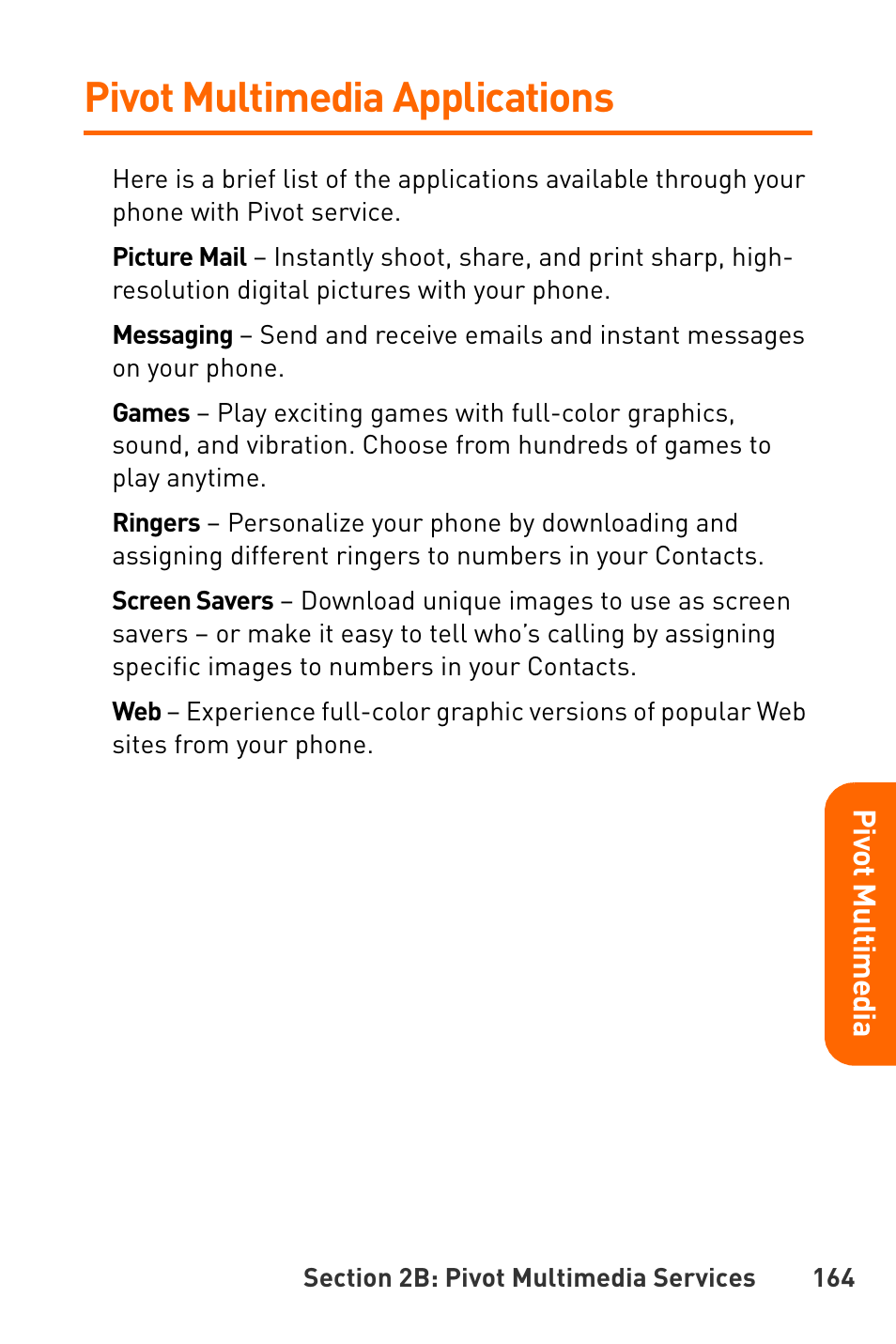 Pivot multimedia applications | Sanyo Katana User Manual | Page 177 / 216