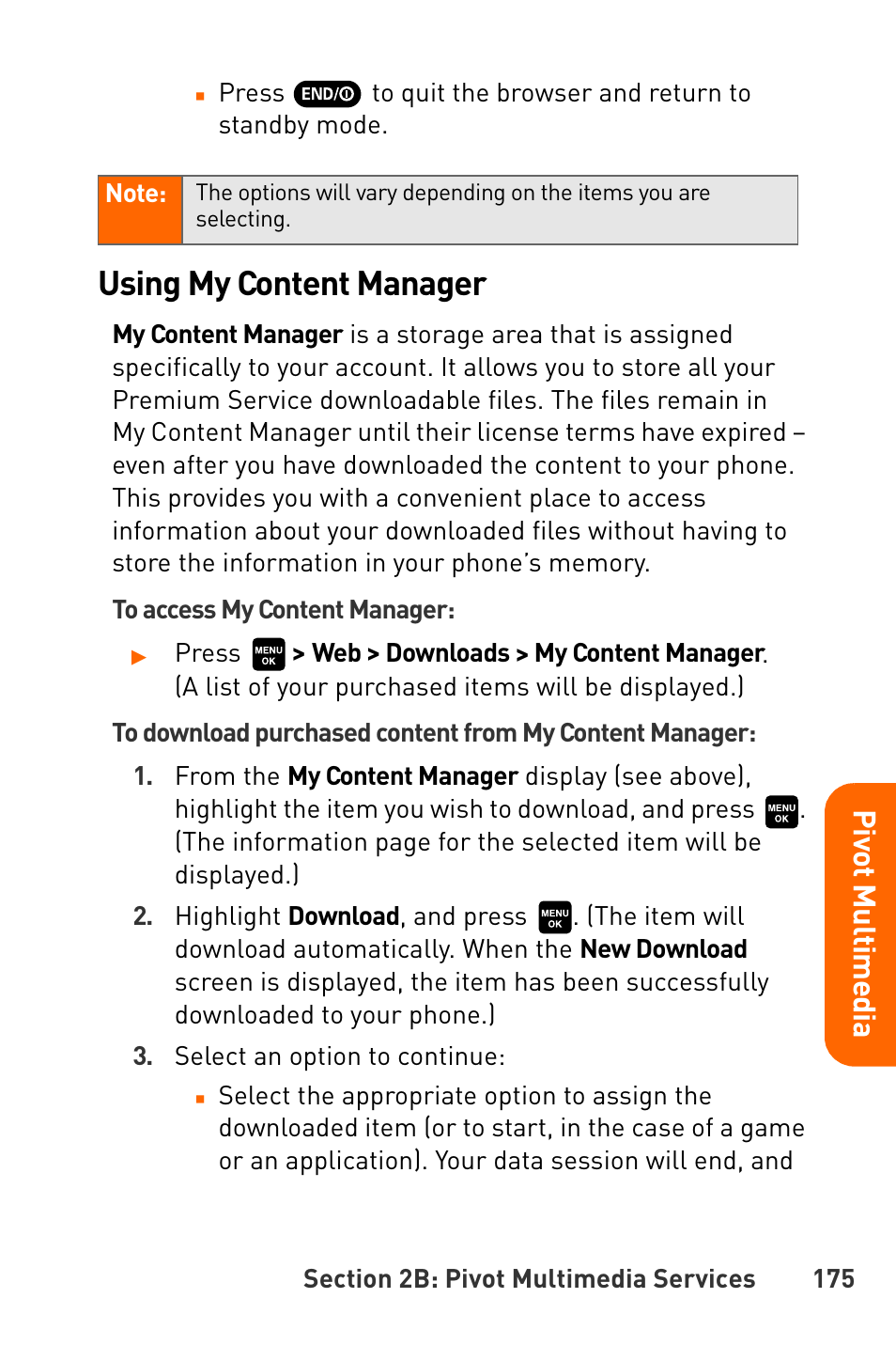Using my content manager | Sanyo Katana User Manual | Page 188 / 216