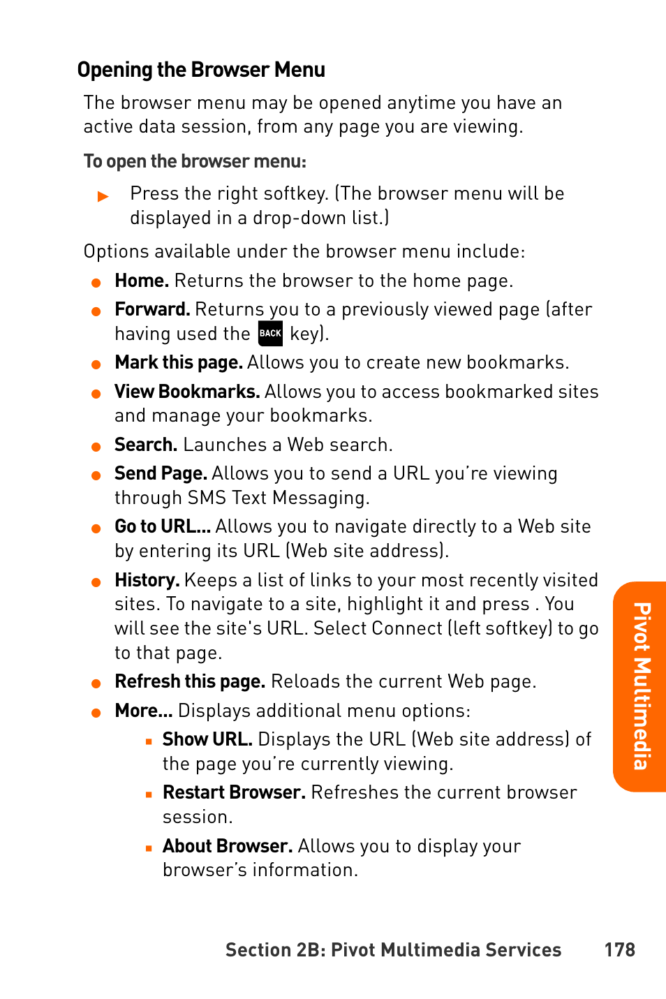 Opening the browser menu | Sanyo Katana User Manual | Page 191 / 216