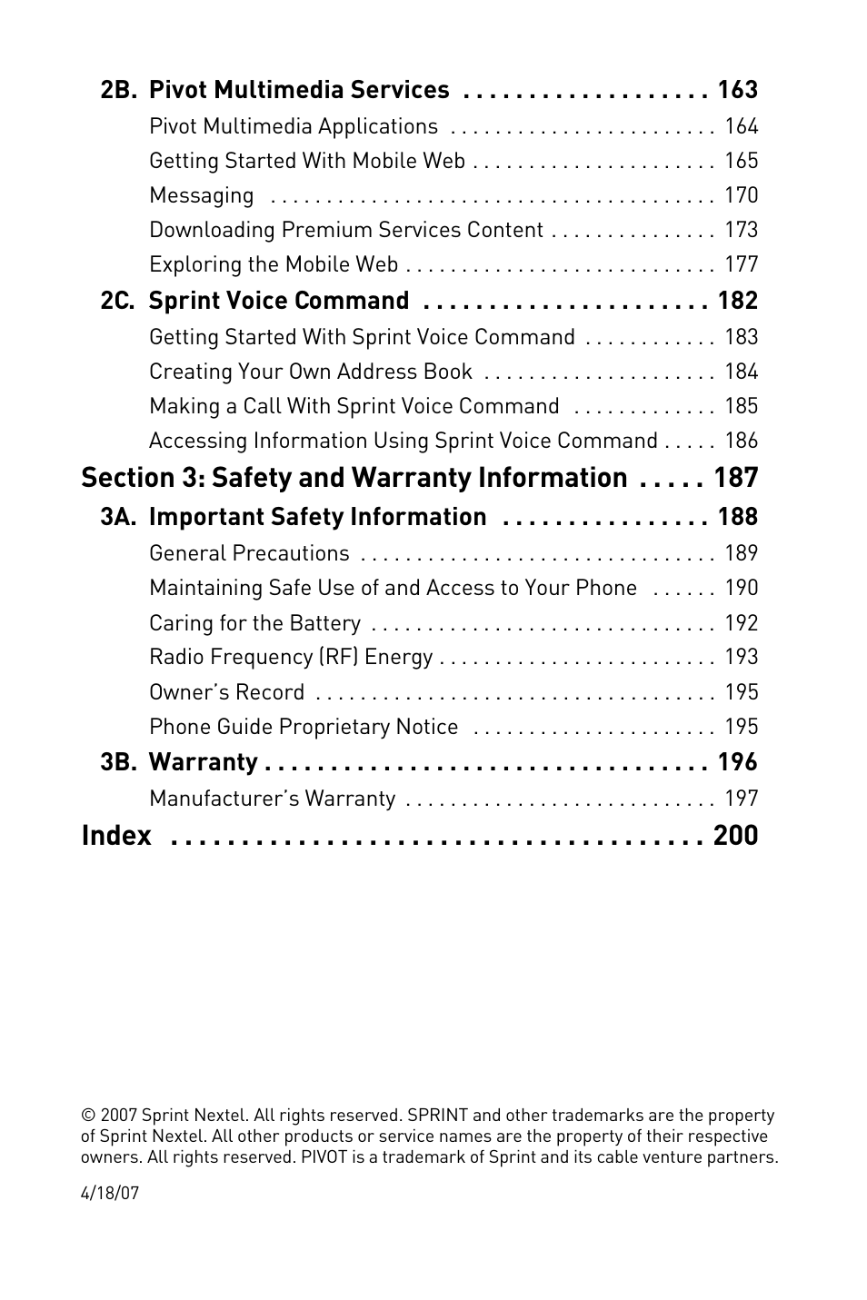 Index | Sanyo Katana User Manual | Page 5 / 216