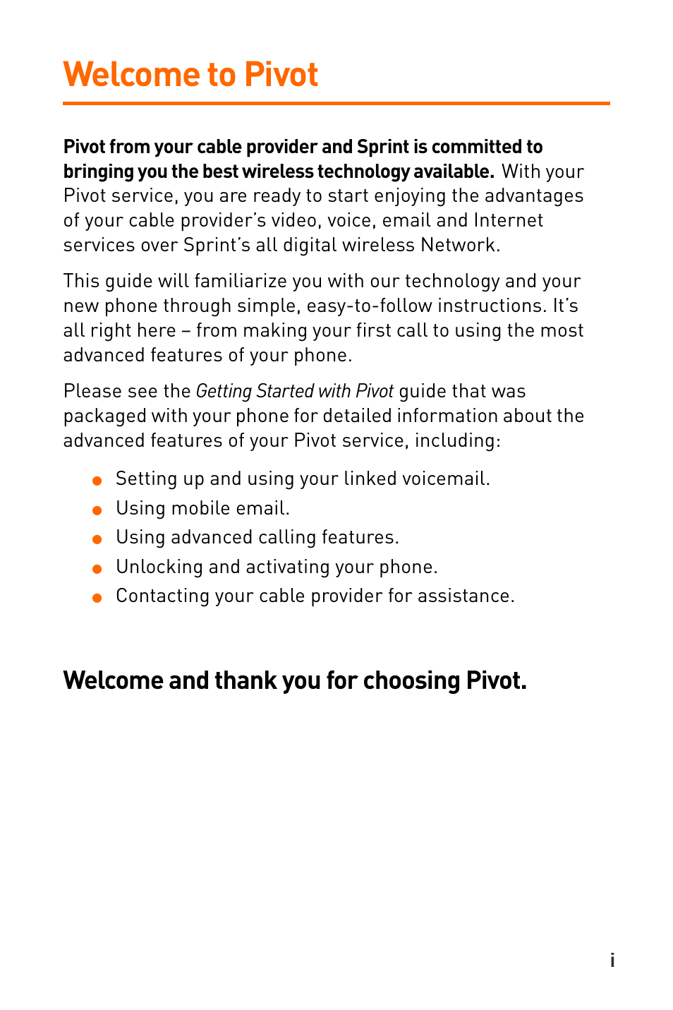 Welcome to pivot | Sanyo Katana User Manual | Page 6 / 216