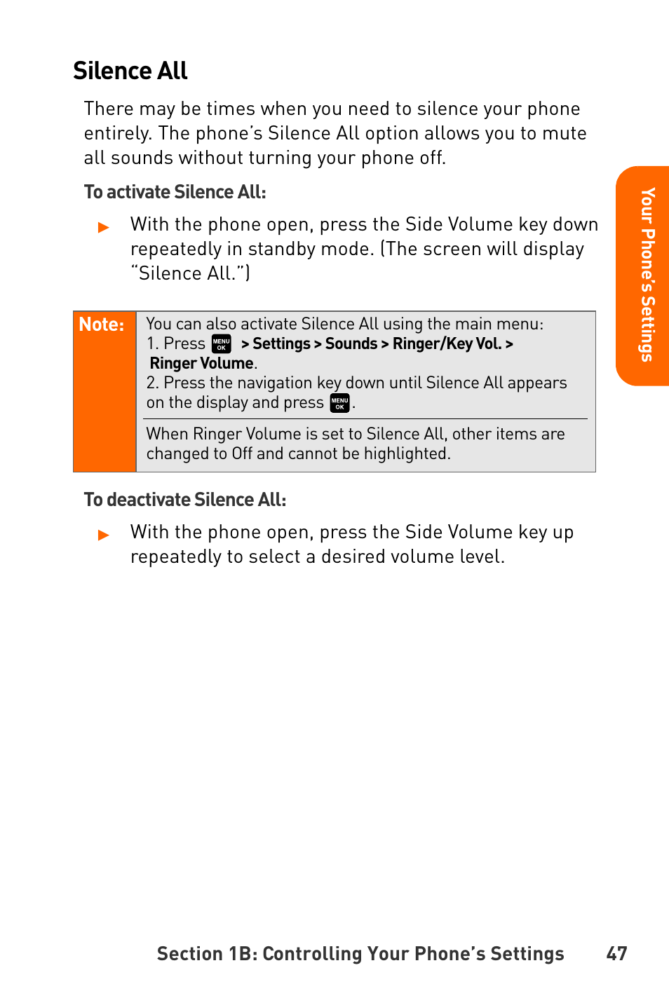 Silence all | Sanyo Katana User Manual | Page 60 / 216