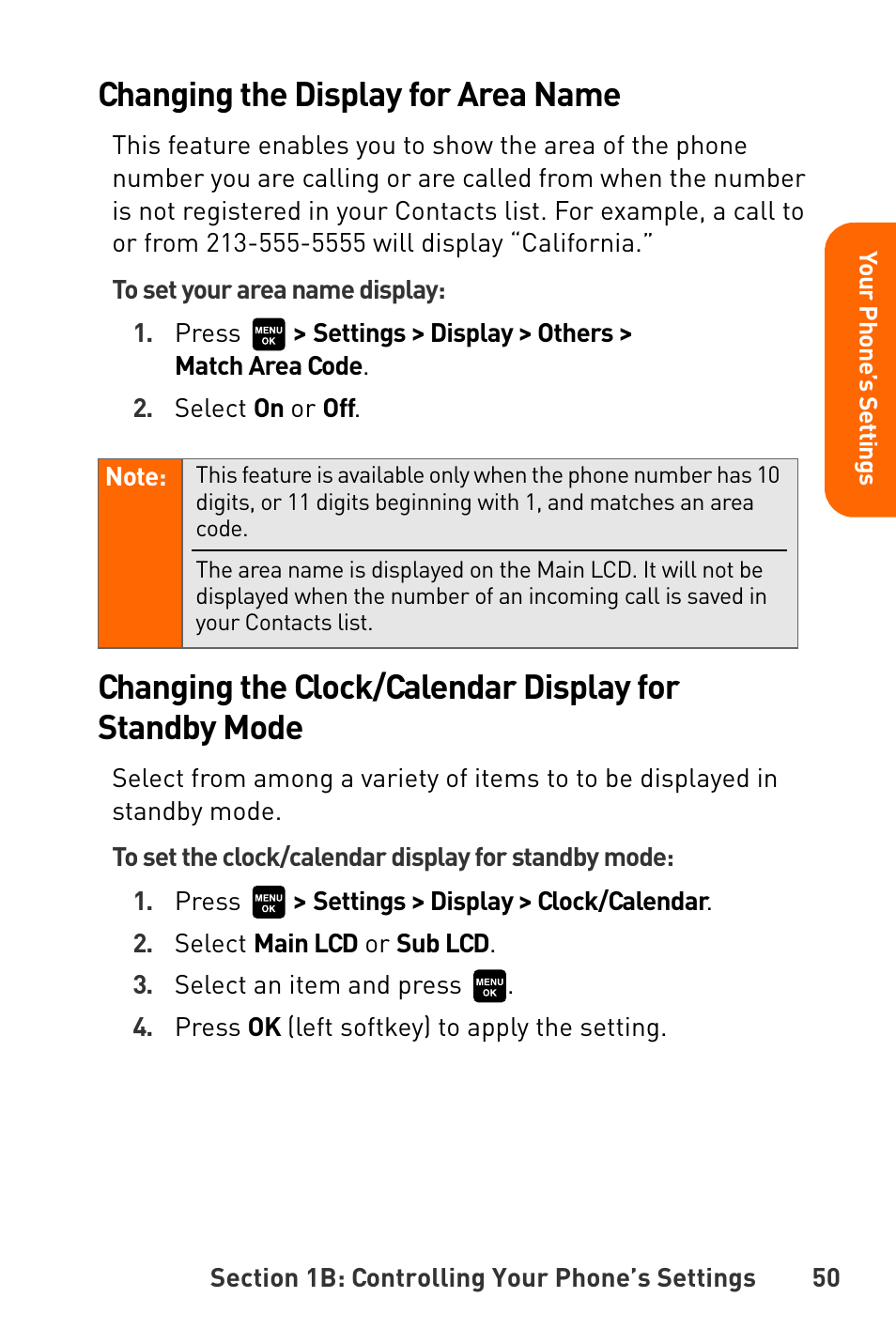 Changing the display for area name | Sanyo Katana User Manual | Page 63 / 216