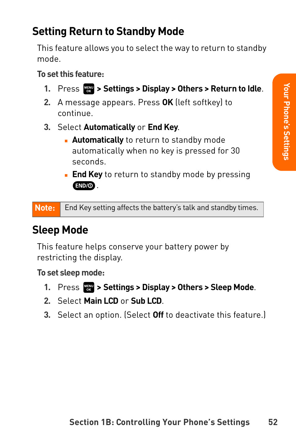 Setting return to standby mode, Sleep mode | Sanyo Katana User Manual | Page 65 / 216