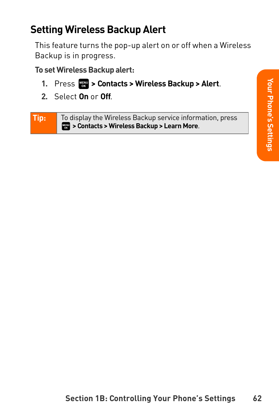 Setting wireless backup alert | Sanyo Katana User Manual | Page 75 / 216