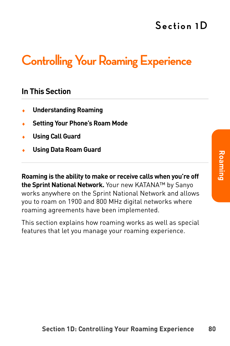 Controlling your roaming experience, 1d. controlling your roaming experience | Sanyo Katana User Manual | Page 93 / 216