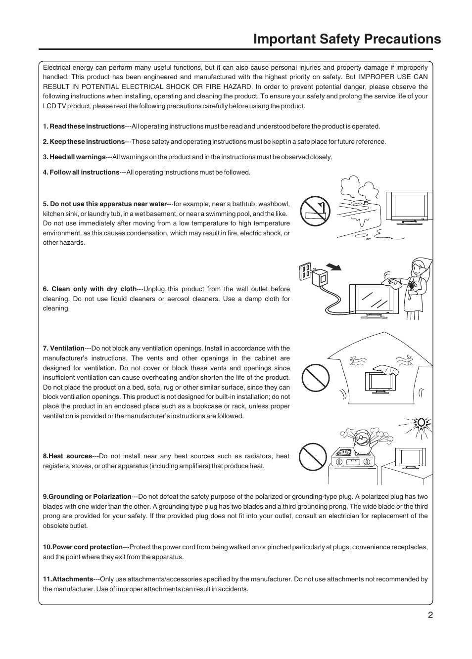 Important safety precautions | Sanyo AVL-408 User Manual | Page 5 / 44
