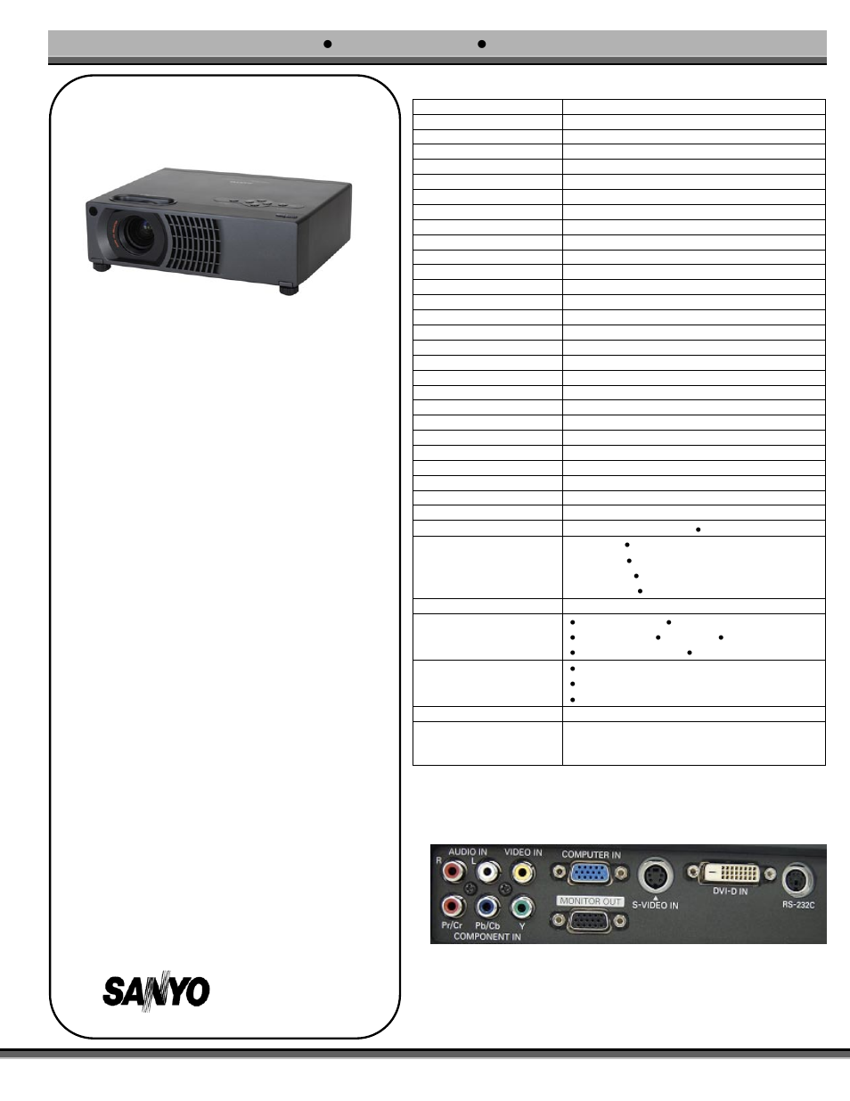 Sanyo PLC-WXU10N User Manual | 1 page