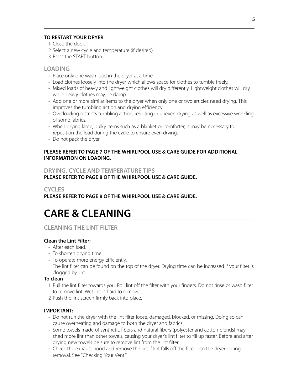 Care & cleaning | Staber Industries HXD2304E User Manual | Page 5 / 8
