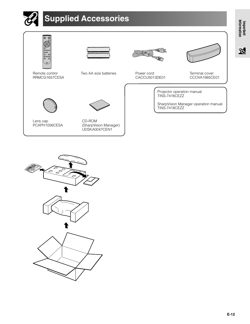 Supplied accessories | Sharpvision XV-Z9000U User Manual | Page 12 / 61