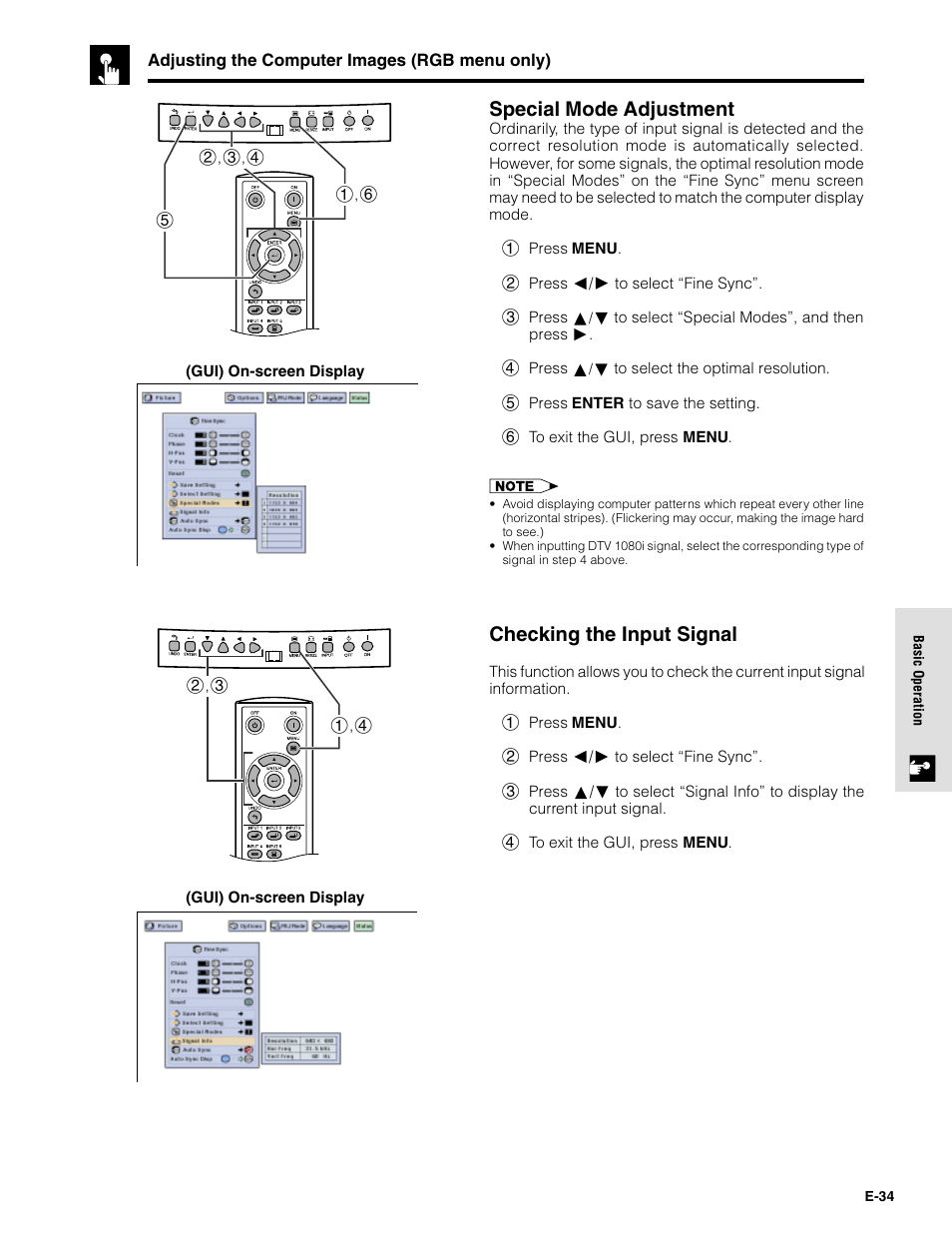 Special mode adjustment, Checking the input signal | Sharpvision XV-Z9000U User Manual | Page 34 / 61