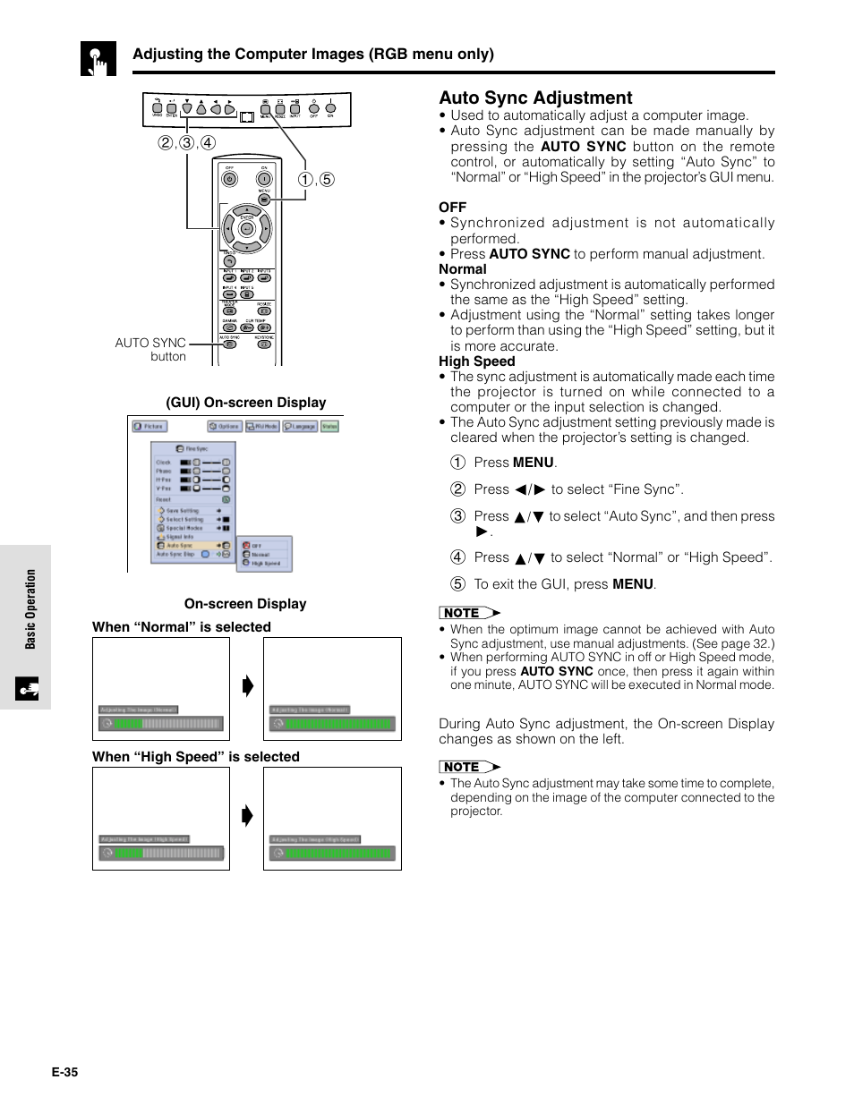 Auto sync adjustment | Sharpvision XV-Z9000U User Manual | Page 35 / 61