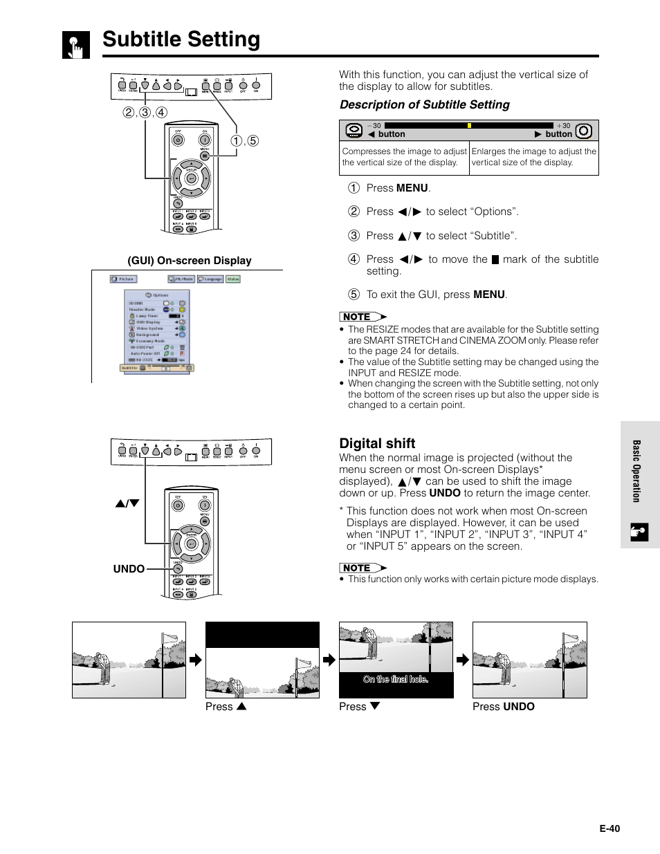 Subtitle setting, Digital shift | Sharpvision XV-Z9000U User Manual | Page 40 / 61