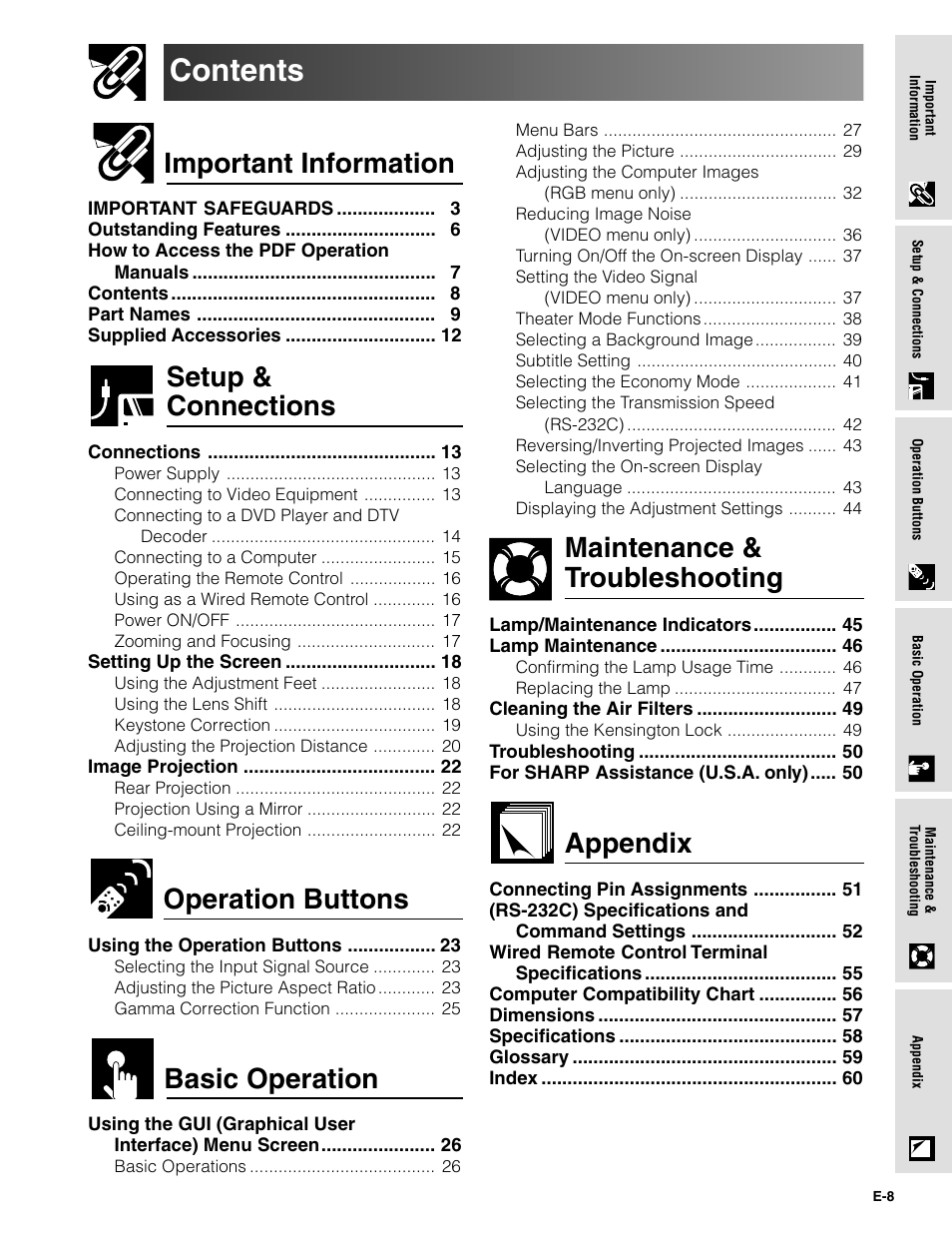 Sharpvision XV-Z9000U User Manual | Page 8 / 61