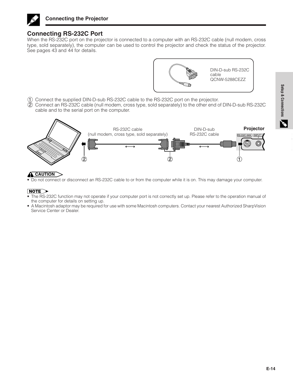 Connecting rs-232c port, Connecting the projector, Projector | Sharpvision XV-Z7000U User Manual | Page 14 / 48