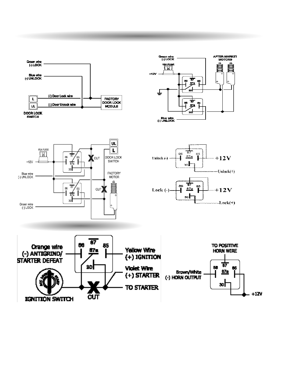 Door lock diagrams, Starter interrupt | ScyTek Electronics G20 User Manual | Page 11 / 12