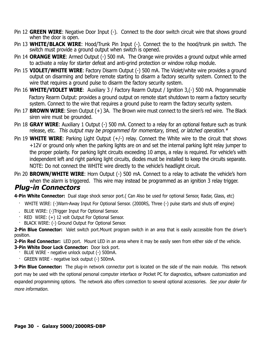 Plug-in connectors | ScyTek Electronics 5000RS User Manual | Page 34 / 48
