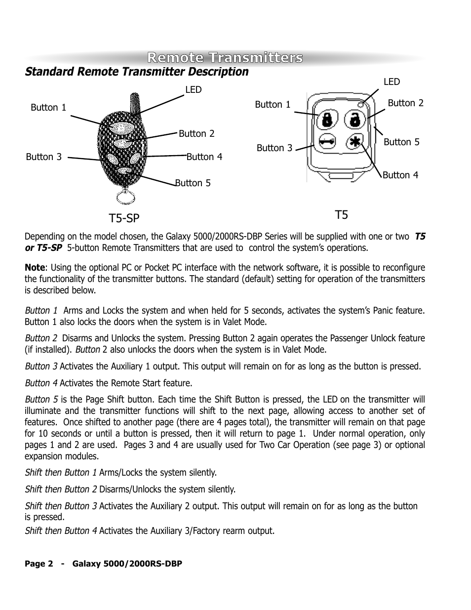 Remote transmitters, Standard remote transmitter description | ScyTek Electronics 5000RS User Manual | Page 6 / 48