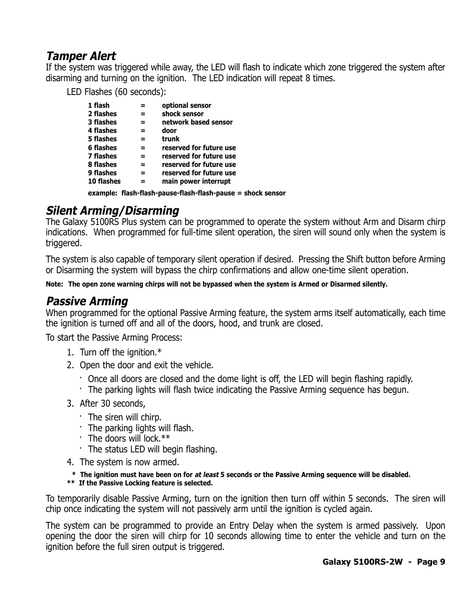 Tamper alert, Silent arming/disarming, Passive arming | ScyTek Electronics 5100RS-22W User Manual | Page 13 / 36