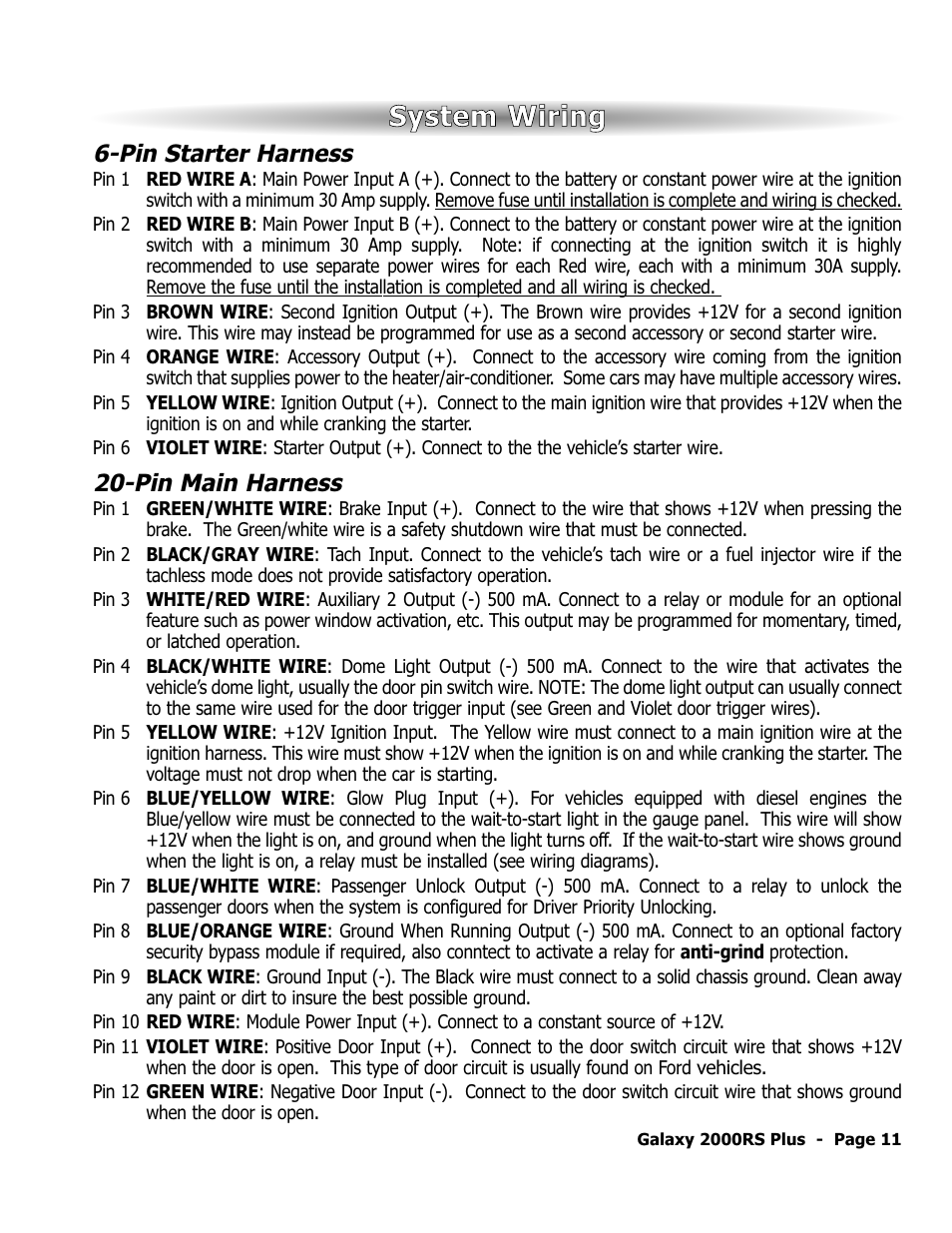 Ssy ys stte em m w wiirriin ng g | ScyTek Electronics Galaxy 2000RS Plus User Manual | Page 15 / 28