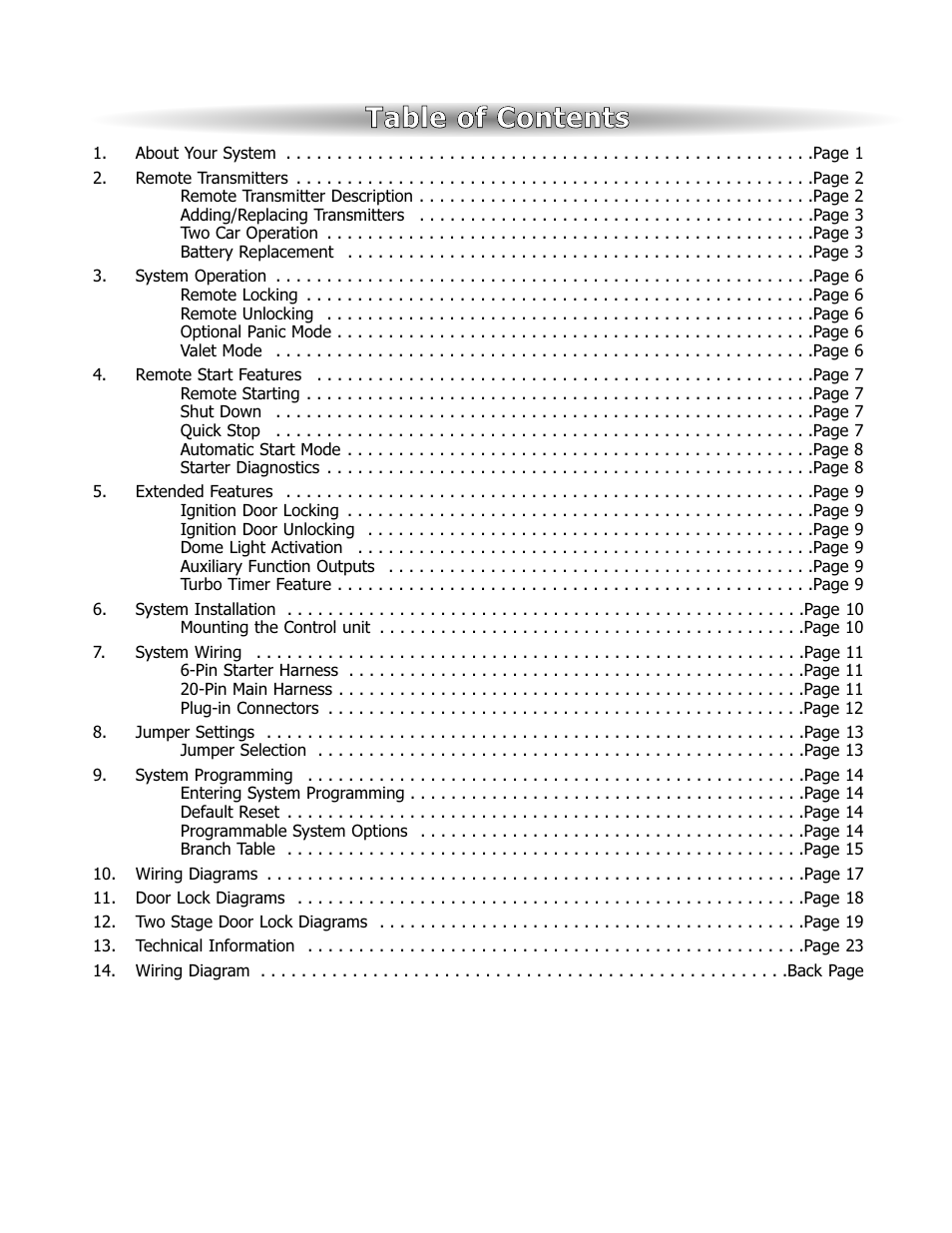 Tta ab blle e o off c co on ntte en ntts s | ScyTek Electronics Galaxy 2000RS Plus User Manual | Page 3 / 28