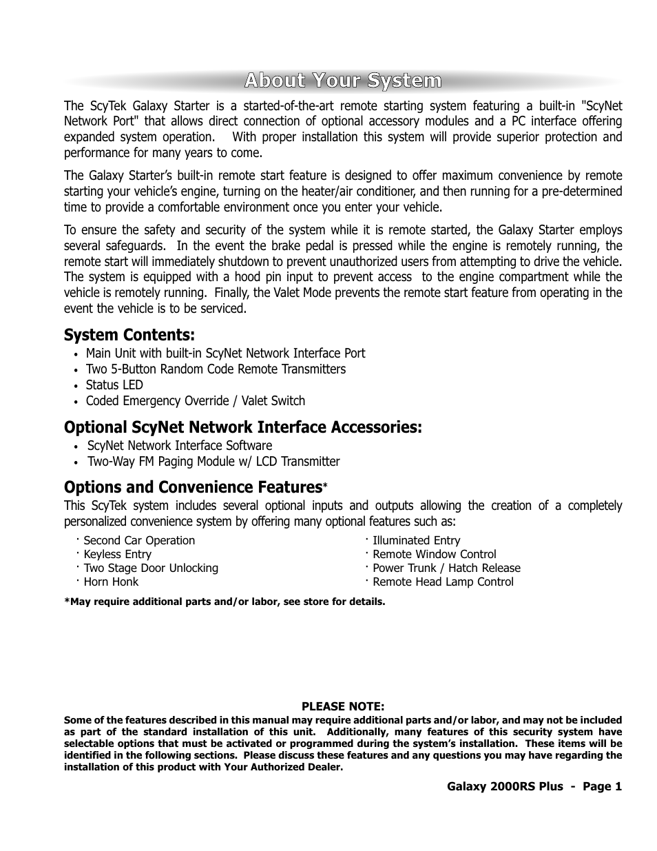 Aab bo ou utt y yo ou urr s sy ys stte em m | ScyTek Electronics Galaxy 2000RS Plus User Manual | Page 5 / 28