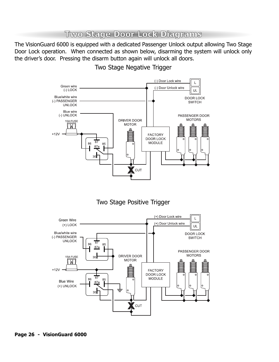 Two stage door lock diagrams | ScyTek Electronics VISIONGUARD 6000 User Manual | Page 30 / 36