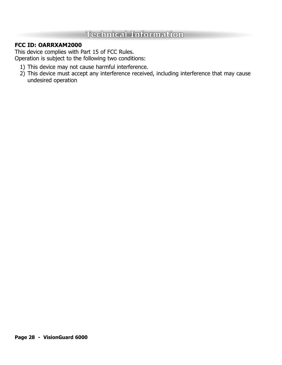 Technical information | ScyTek Electronics VISIONGUARD 6000 User Manual | Page 32 / 36