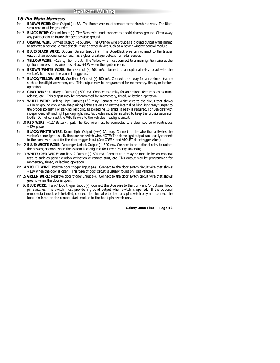 System w wiring | ScyTek Electronics 3000Plus Series User Manual | Page 17 / 28