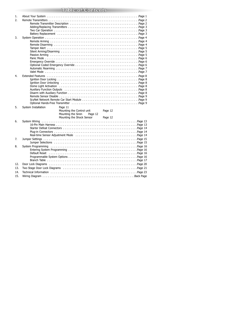 Table o of c contents | ScyTek Electronics 3000Plus Series User Manual | Page 3 / 28