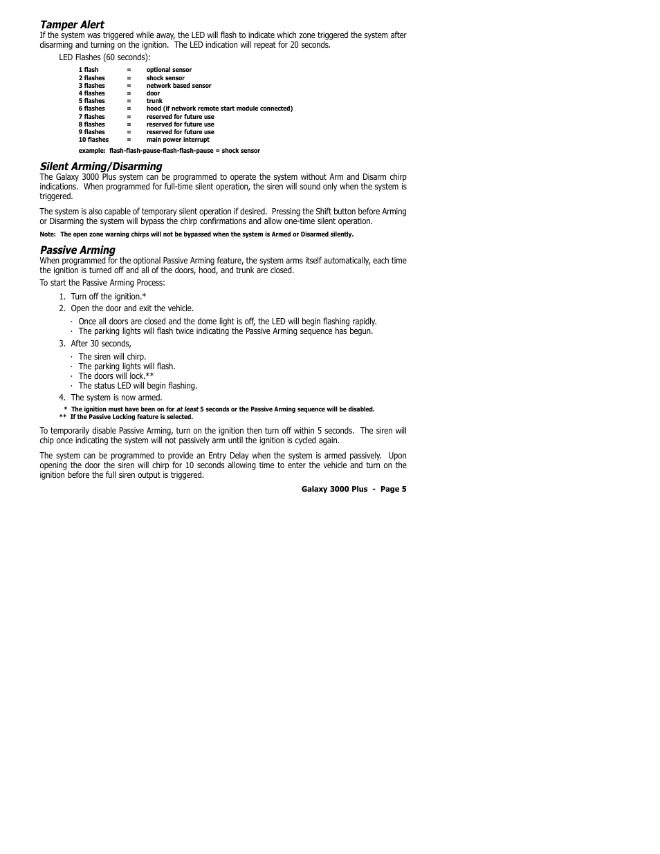 Tamper alert, Silent arming/disarming, Passive arming | ScyTek Electronics 3000Plus Series User Manual | Page 9 / 28